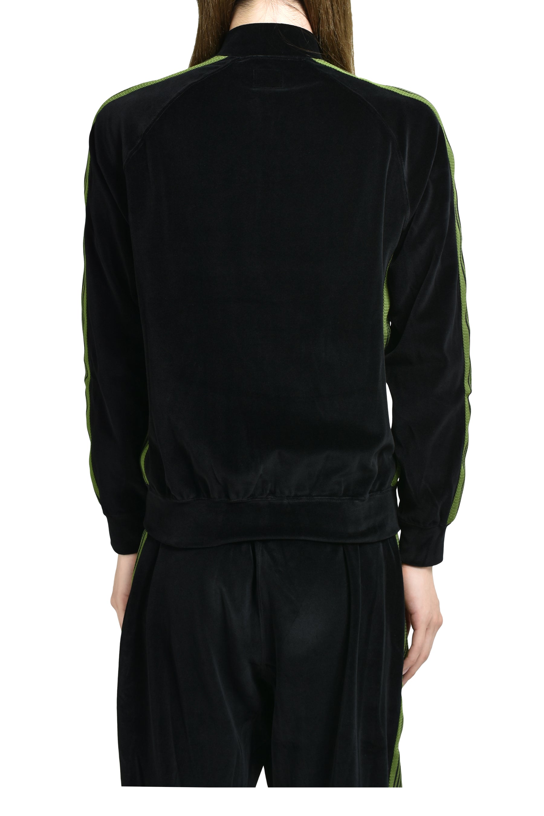 RIB COLLAR TRACK JACKET - C/PE VELOUR / BLK 