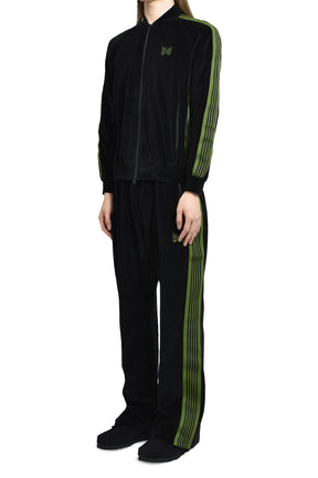 RIB COLLAR TRACK JACKET - C/PE VELOUR / BLK 