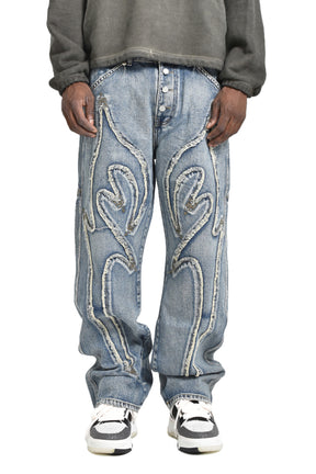 TRIBAL DENIM PANTS / BLU