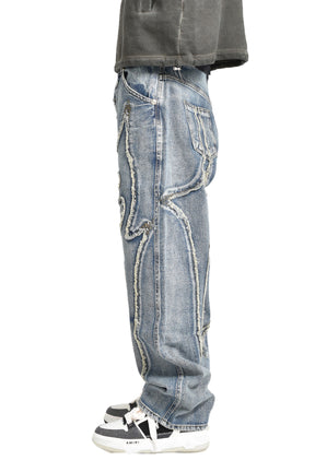 TRIBAL DENIM PANTS / BLU