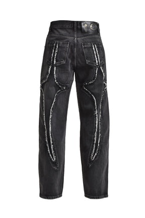 TRIBAL DENIM PANTS / BLK