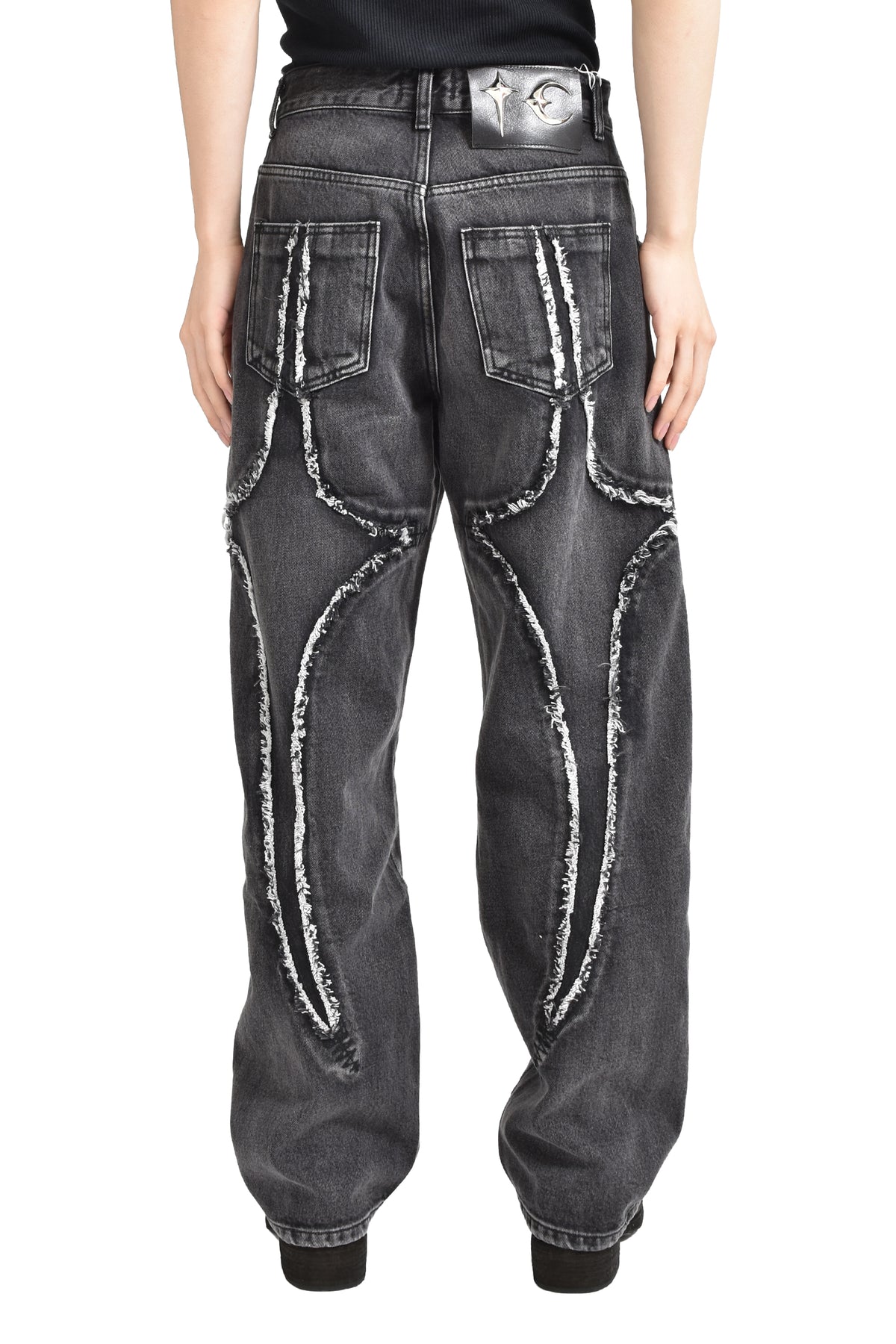 TRIBAL DENIM PANTS / BLK