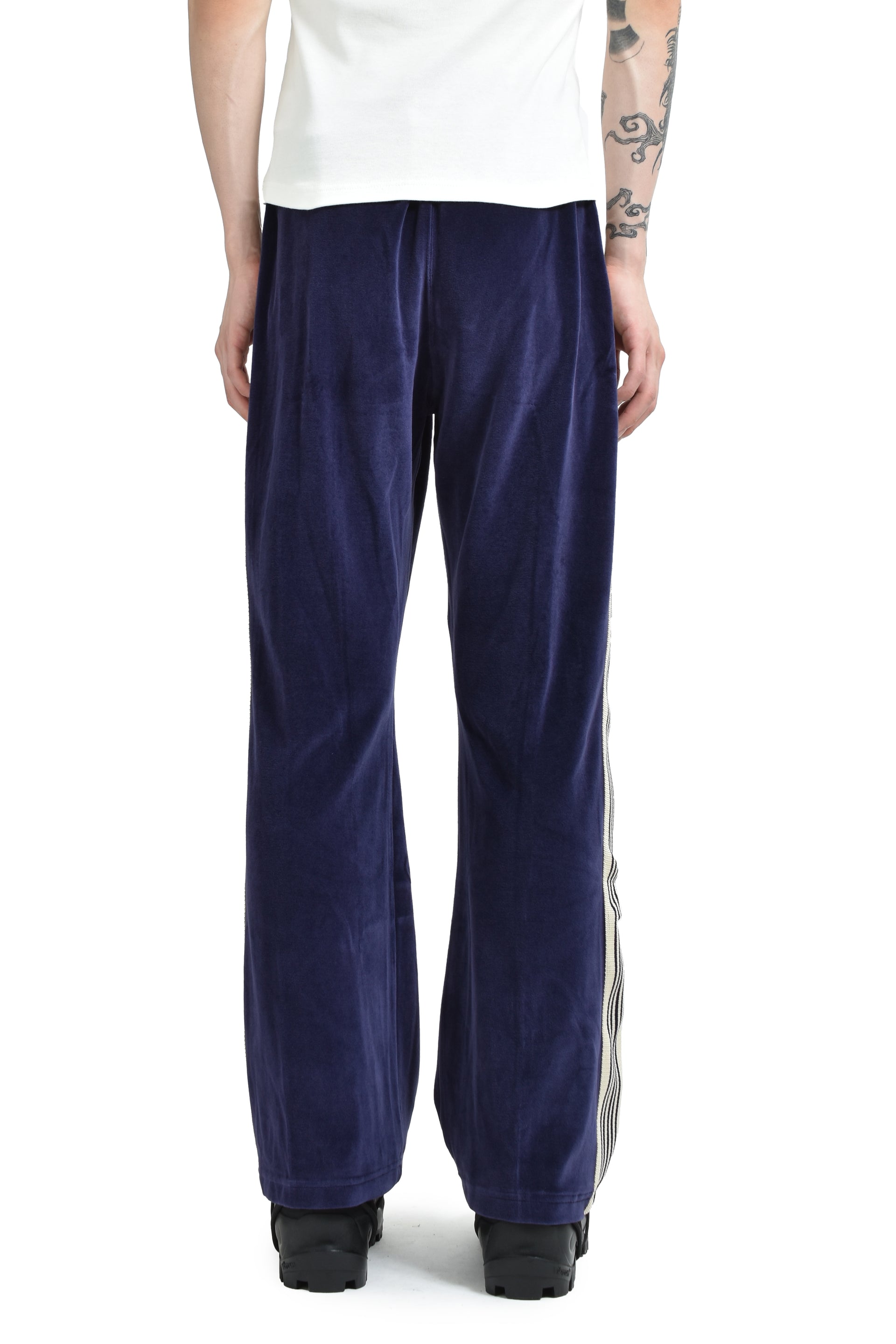 BOOT-CUT TRACK PANT - C/PE VELOUR / NVY