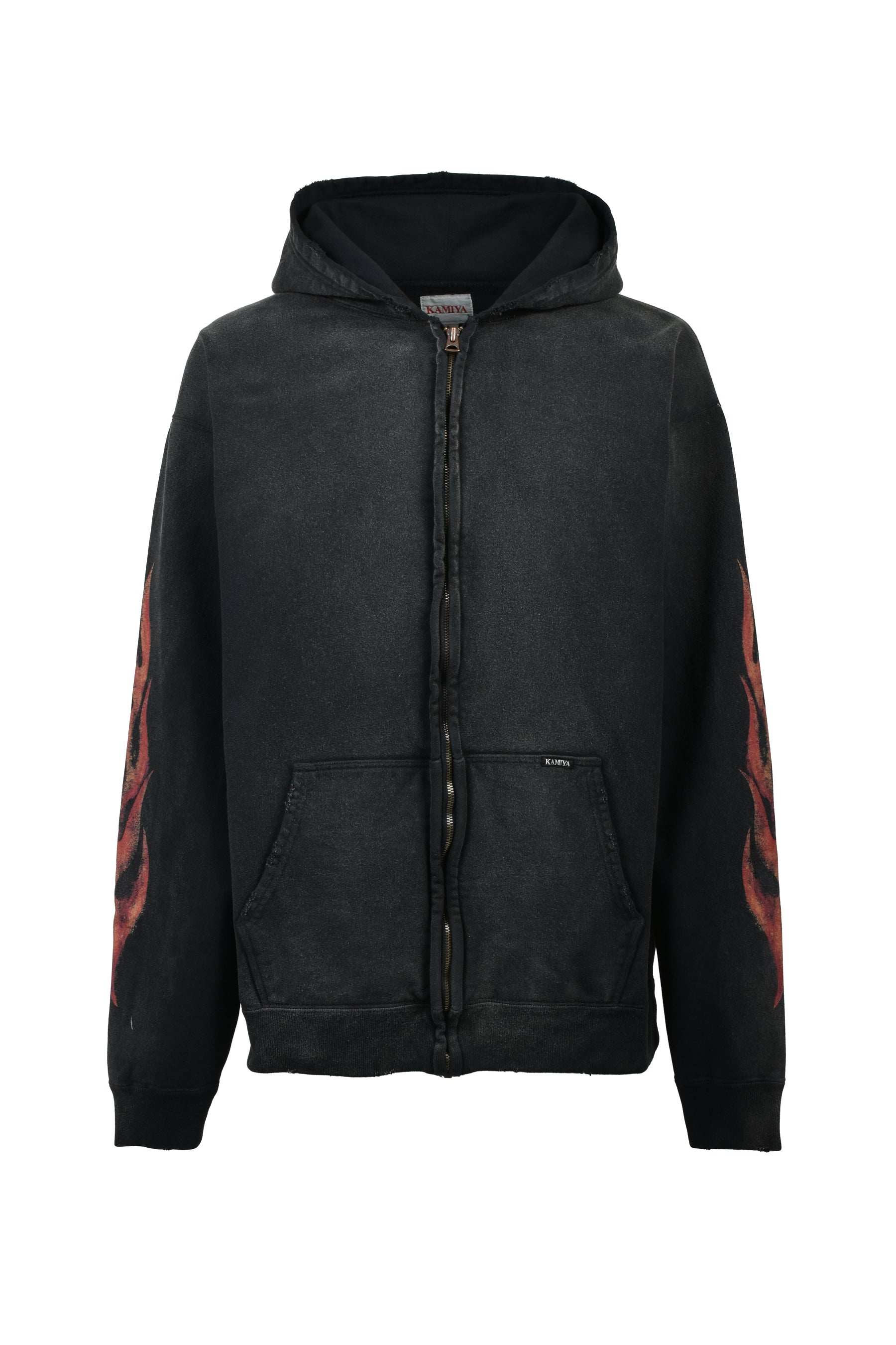 “CRAYON FLAME KMY” ZIP HOODIE / BLK