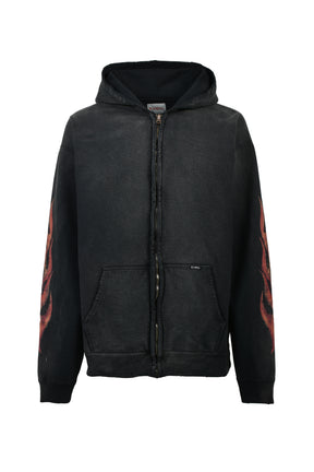 “CRAYON FLAME KMY” ZIP HOODIE / BLK