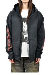 “CRAYON FLAME KMY” ZIP HOODIE / BLK