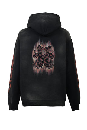“CRAYON FLAME KMY” ZIP HOODIE / BLK