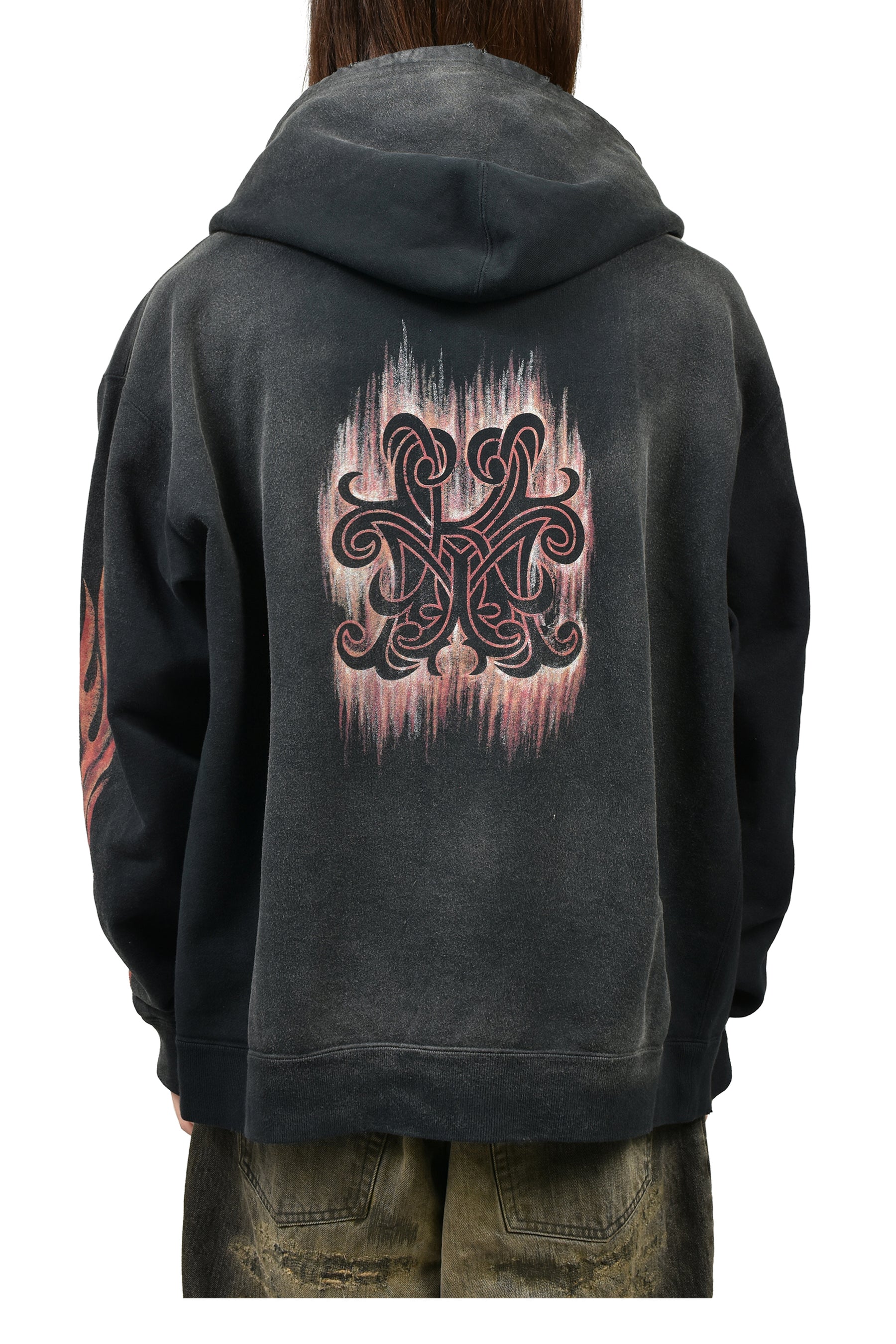 “CRAYON FLAME KMY” ZIP HOODIE / BLK