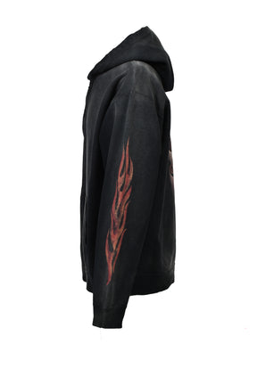 “CRAYON FLAME KMY” ZIP HOODIE / BLK