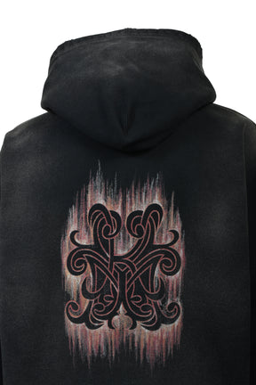 “CRAYON FLAME KMY” ZIP HOODIE / BLK