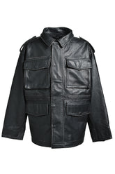 WASH LEATHER M-65 JACKET / BLK 