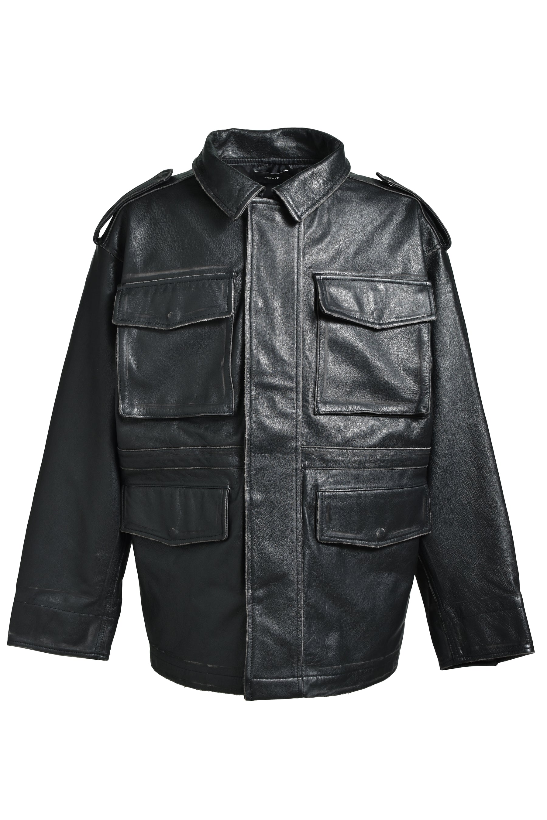 WASH LEATHER M-65 JACKET / BLK 