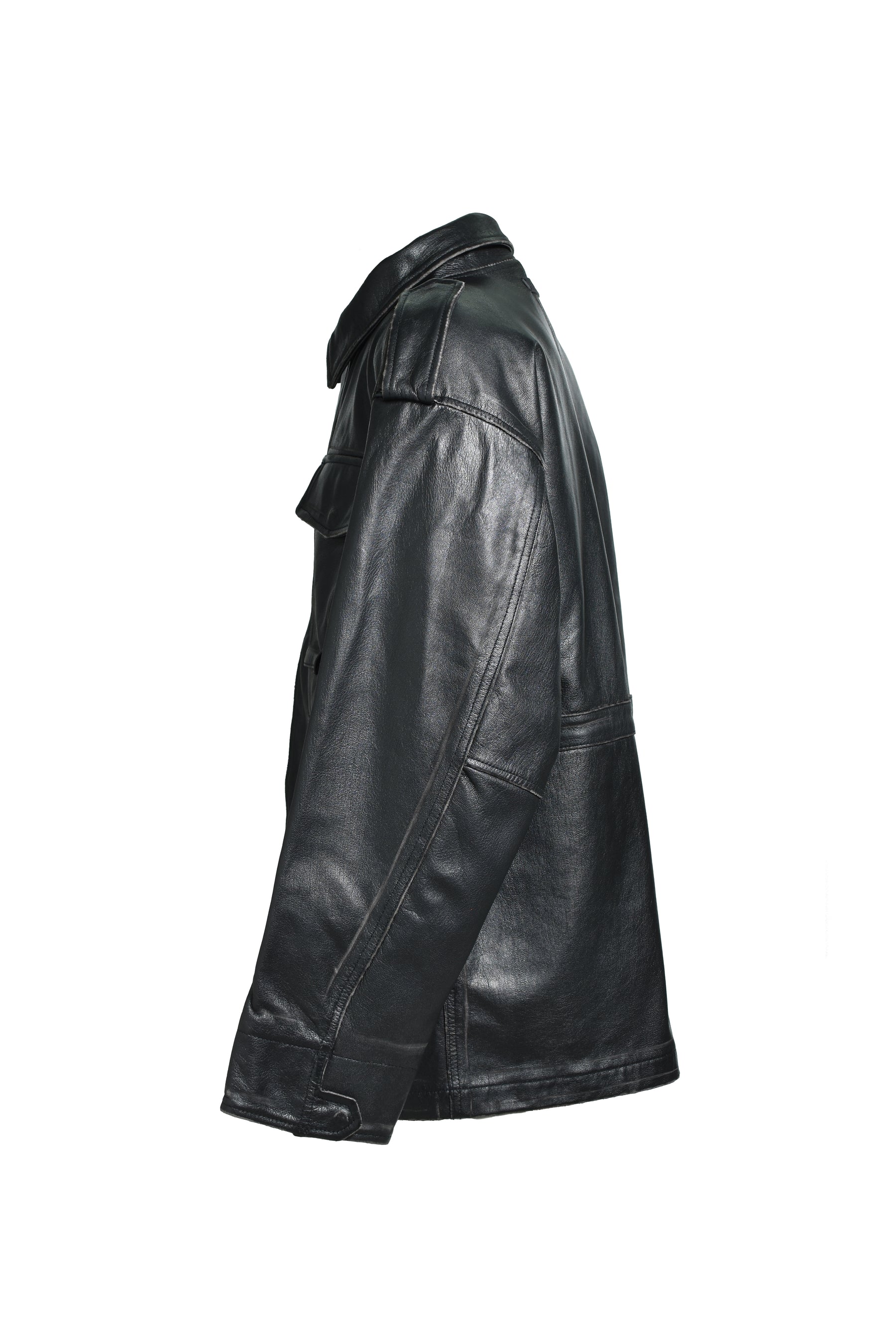 WASH LEATHER M-65 JACKET / BLK 