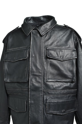 WASH LEATHER M-65 JACKET / BLK 