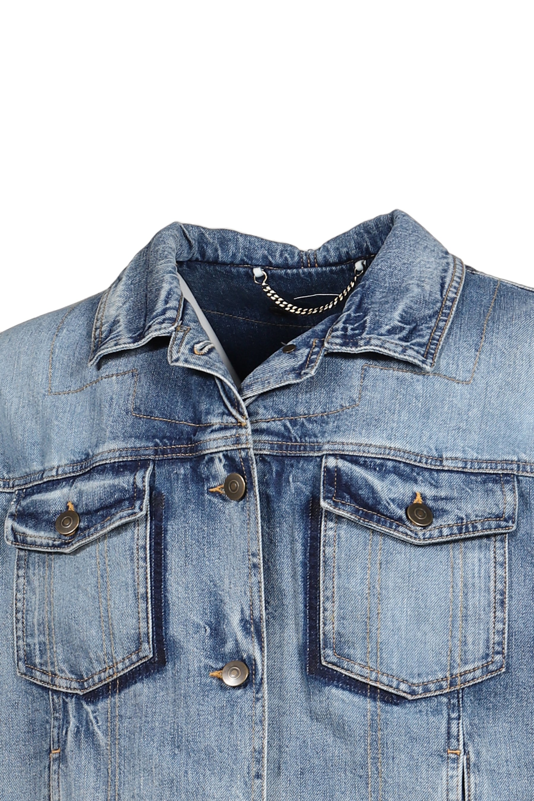 FOLDABLE COLLAR DENIM JACKET / BLU DENIM VINTAGE