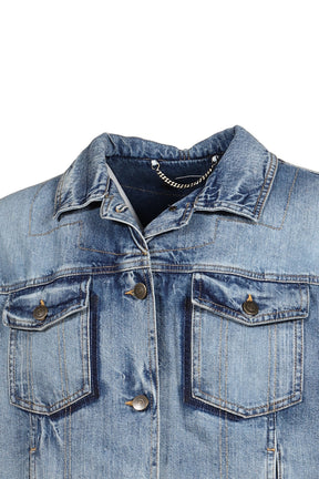 FOLDABLE COLLAR DENIM JACKET / BLU DENIM VINTAGE