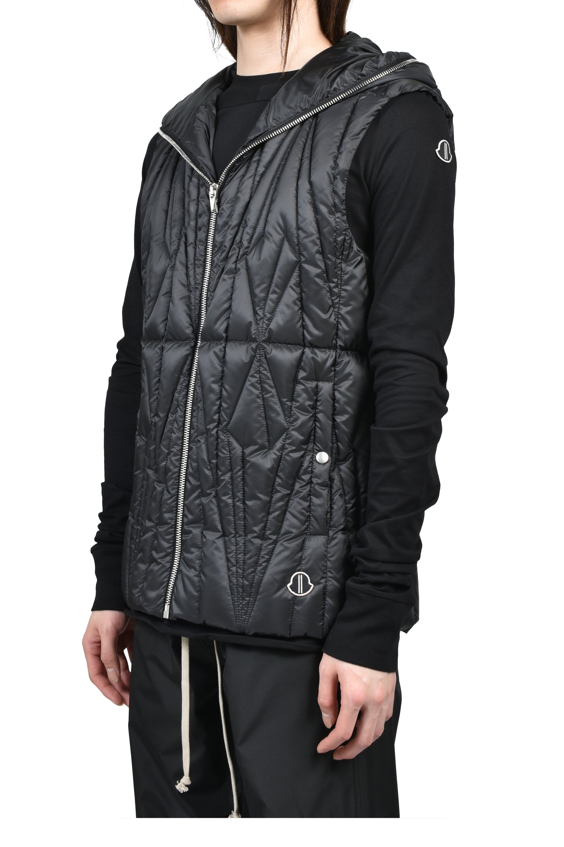 MONCLER + RICK OWENS GEOCAMO ZIPLOCK VEST / BLK