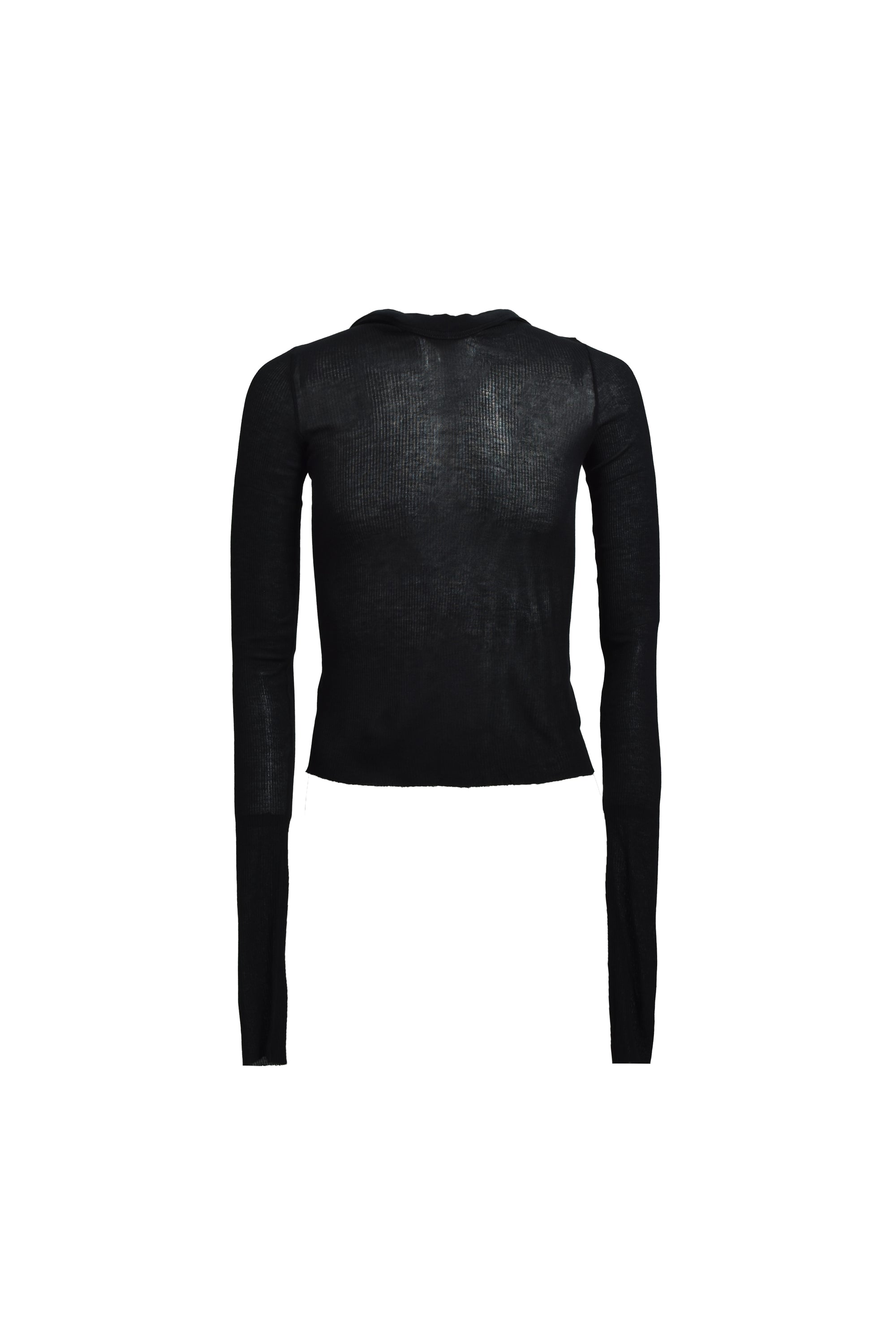 CROPPED HOODED RIB LS T / BLK 