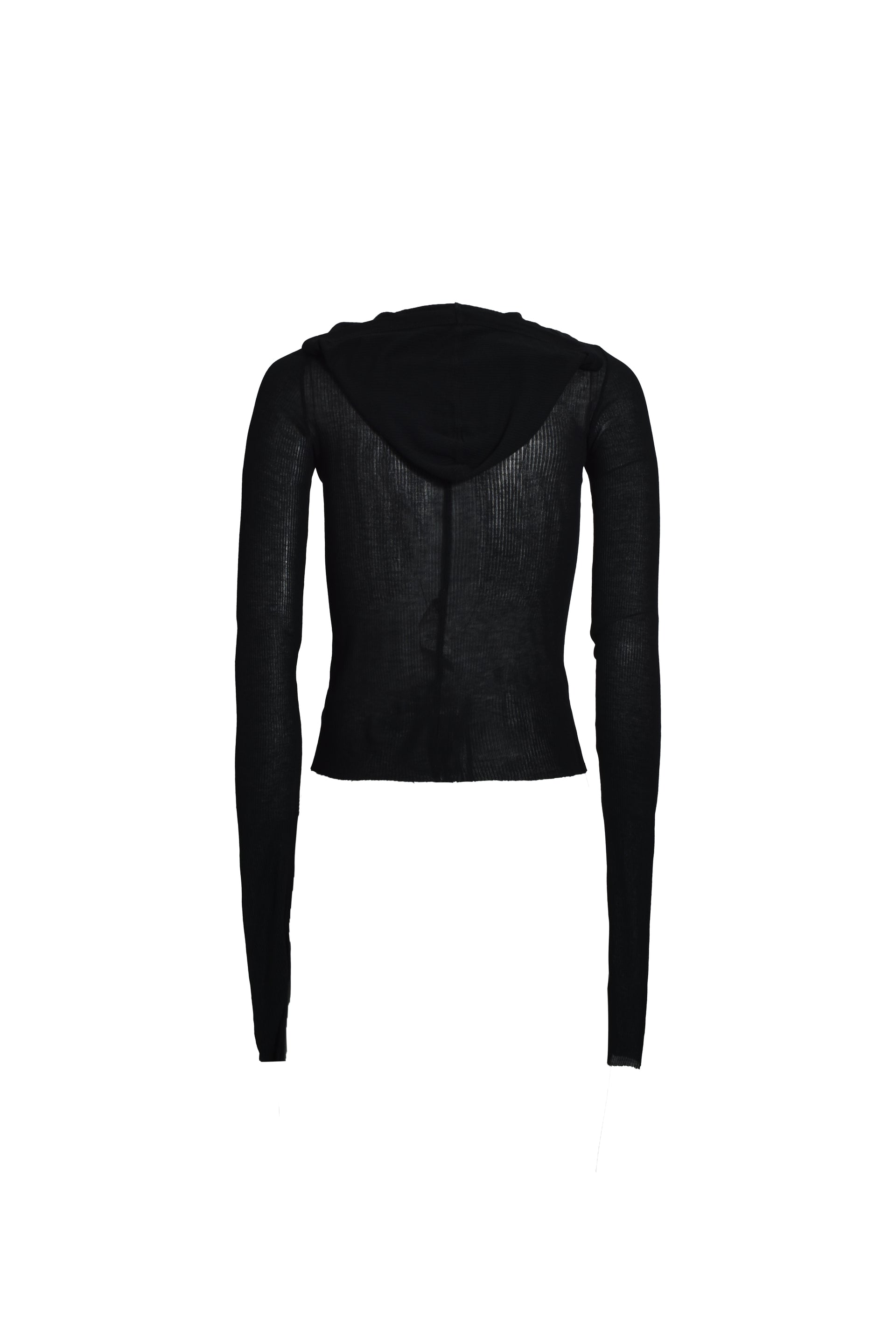 CROPPED HOODED RIB LS T / BLK