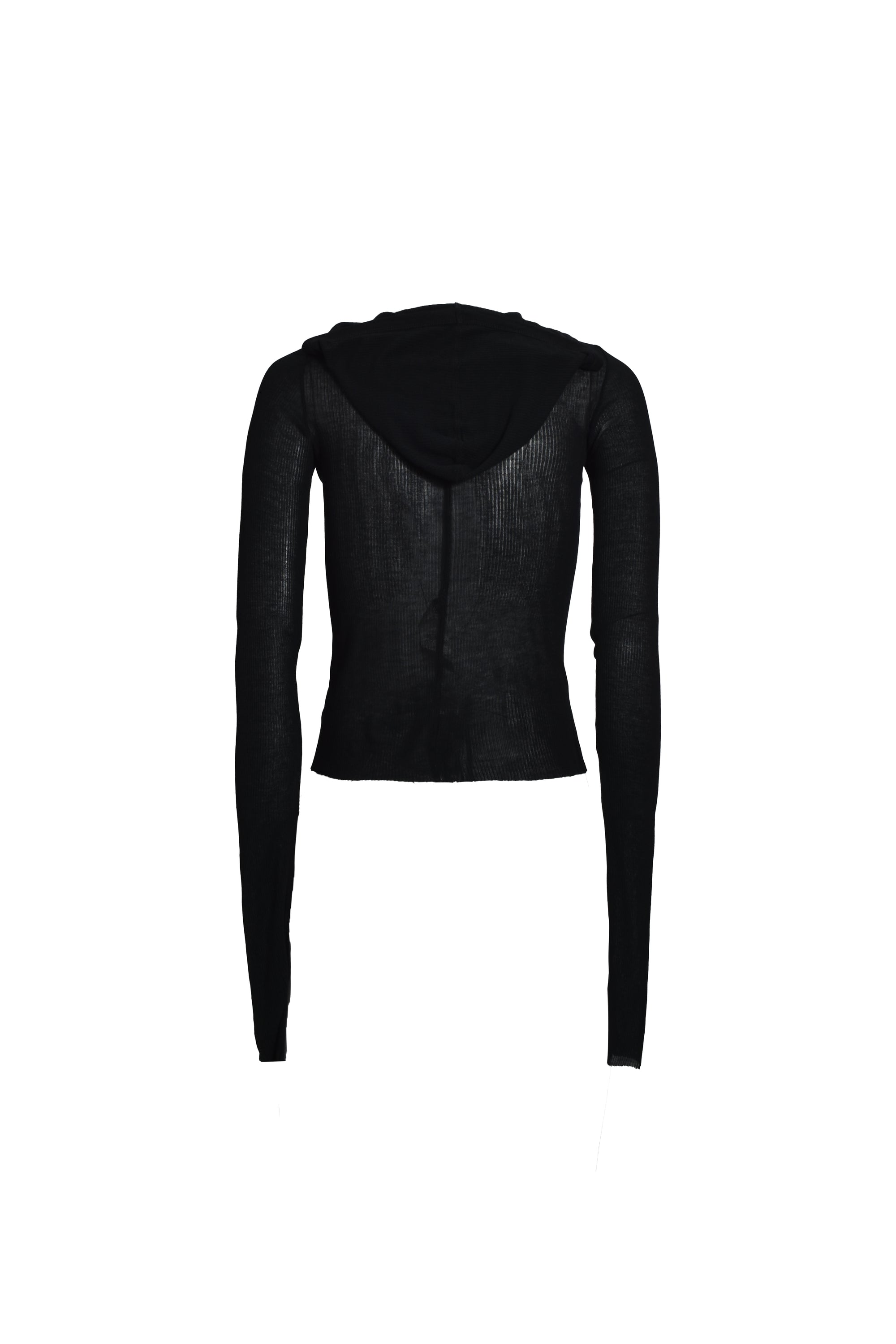 CROPPED HOODED RIB LS T / BLK 