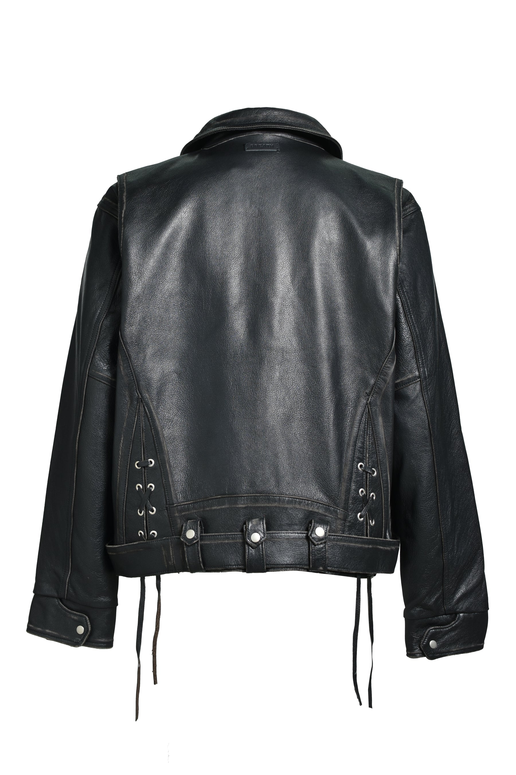 WASH LEATHER SINGLE RIDERS JACKET / BLK 