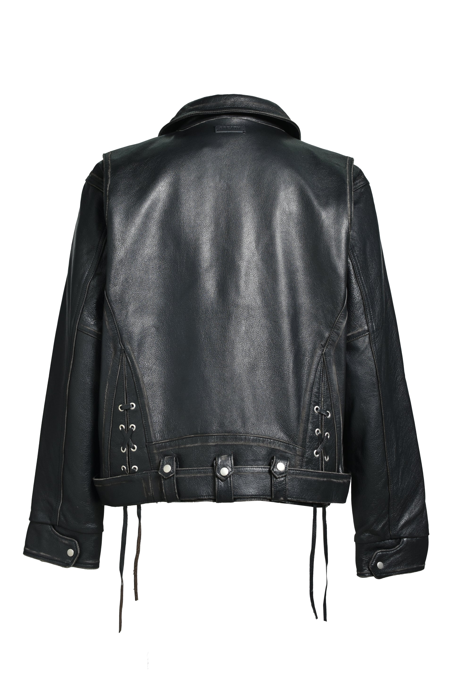 WASH LEATHER SINGLE RIDERS JACKET / BLK