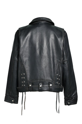 WASH LEATHER SINGLE RIDERS JACKET / BLK 