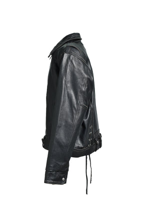 WASH LEATHER SINGLE RIDERS JACKET / BLK 