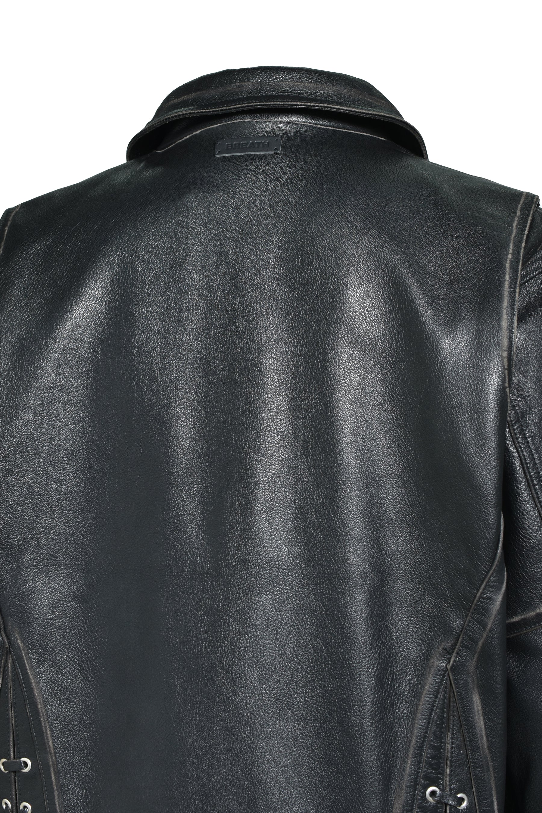 WASH LEATHER SINGLE RIDERS JACKET / BLK 
