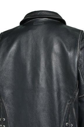 WASH LEATHER SINGLE RIDERS JACKET / BLK 