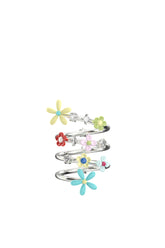 FLOWER GEMSTONE SPIRAL RING / MULTI
