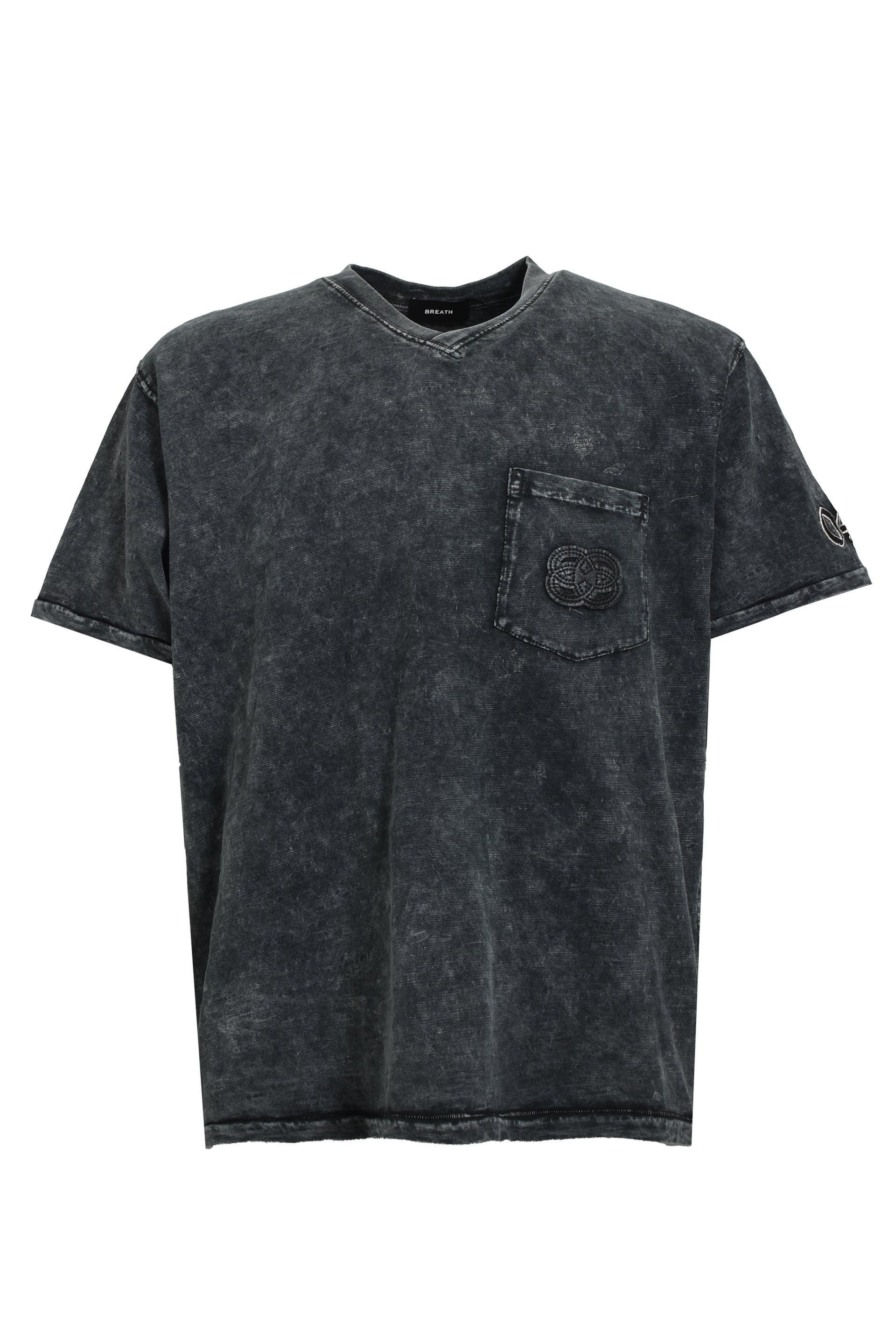 CHAIN EAGLE PATCH V NECK TEE / BLK