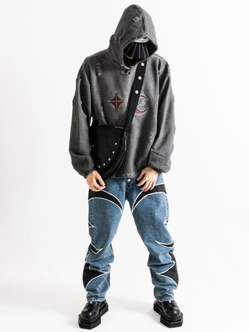 THUG CLUB サグクラブ FW23 ROCK HOODED SWEATSHIRT / GRY -NUBIAN