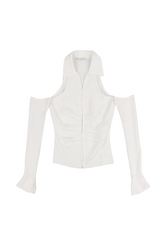 SHOULDER HOLE COLLAR BLOUSE / WHT
