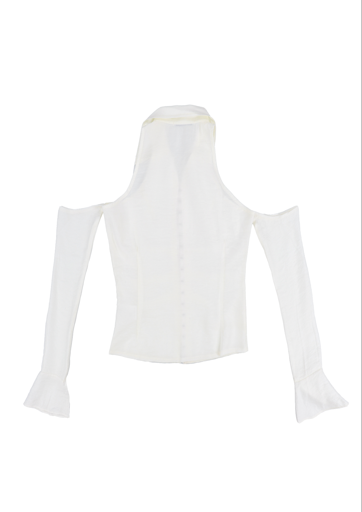 SHOULDER HOLE COLLAR BLOUSE / WHT
