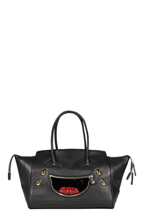 LAUGHING EMOJI LEATHER BAG / BLK