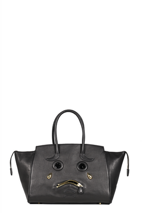 PLEADING EMOJI LEATHER BAG / BLK