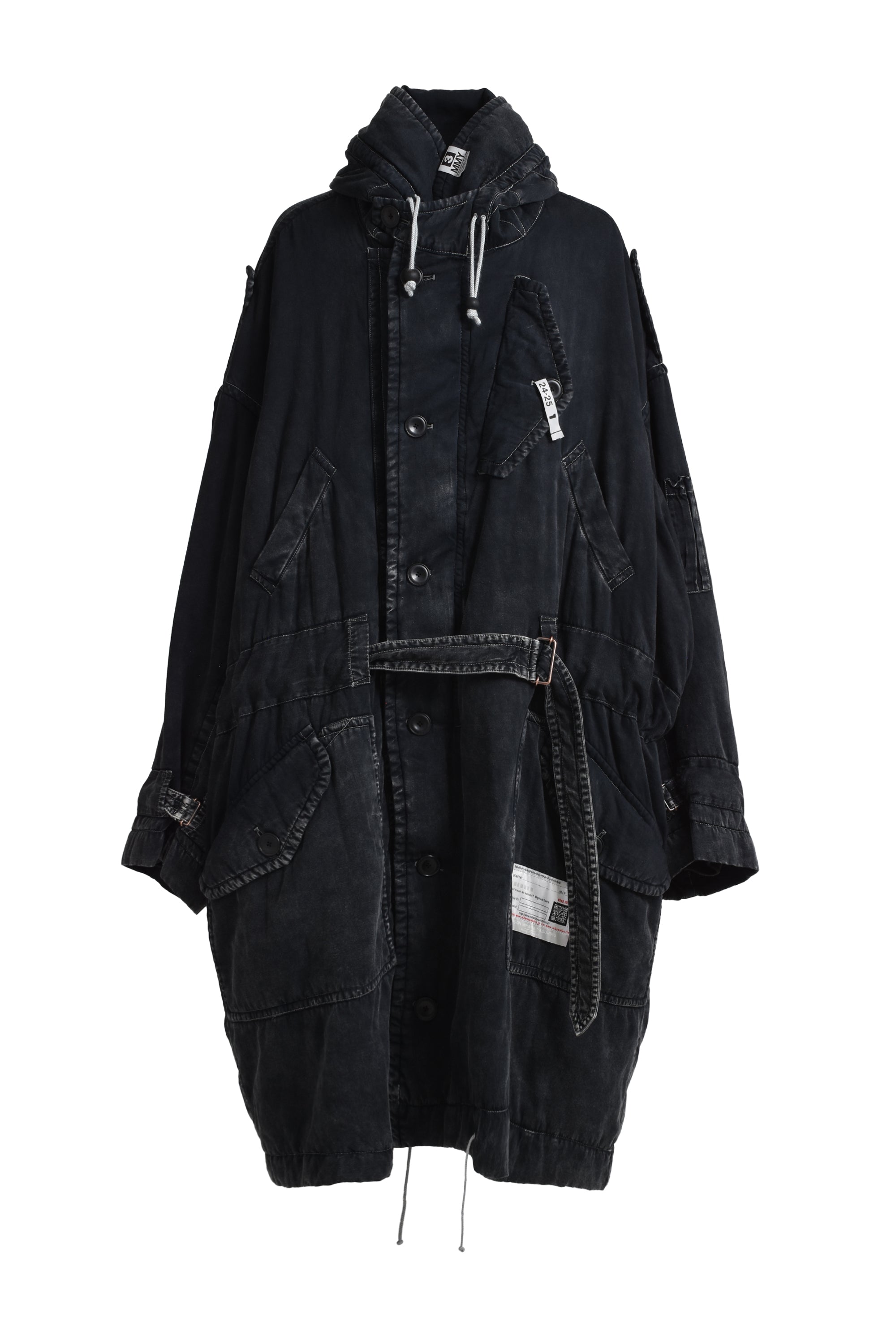 Maison MIHARA YASUHIRO メゾン ミハラヤスヒロ FW24 LOOSE SATIN RIDERS COAT / BLK -  NUBIAN