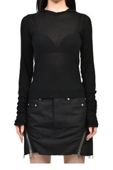 CROPPED HOODED RIB LS T / BLK