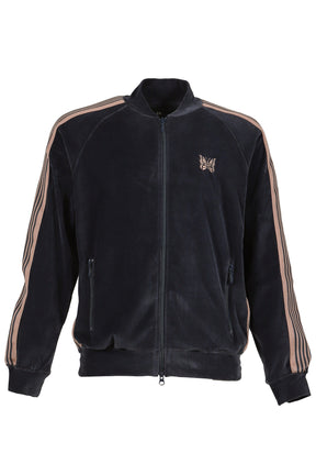 RIB COLLAR TRACK JACKET - C/PE VELOUR / STEEL BLU