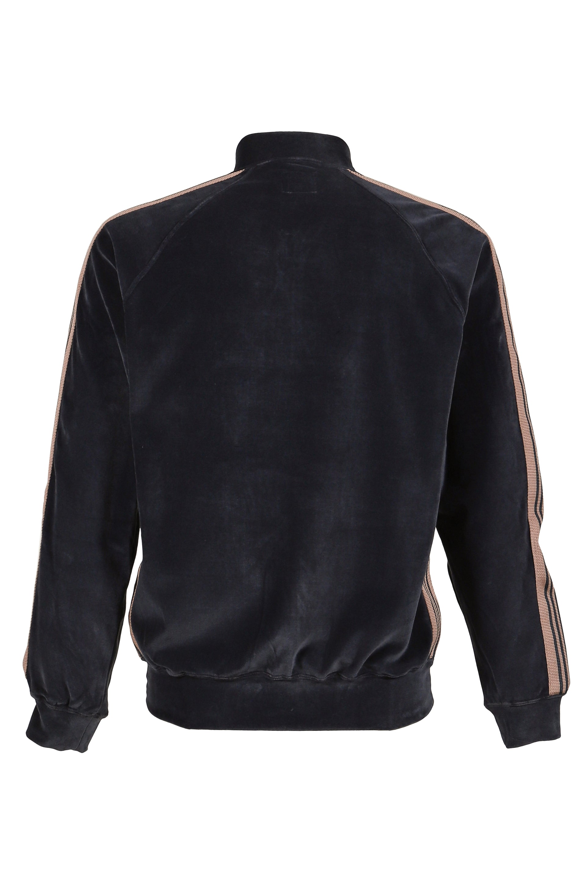 RIB COLLAR TRACK JACKET - C/PE VELOUR / STEEL BLU