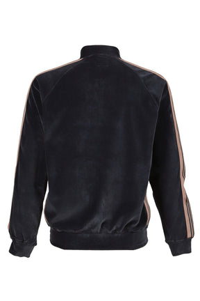 RIB COLLAR TRACK JACKET - C/PE VELOUR / STEEL BLU