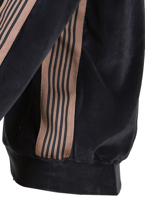 RIB COLLAR TRACK JACKET - C/PE VELOUR / STEEL BLU