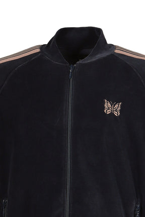 RIB COLLAR TRACK JACKET - C/PE VELOUR / STEEL BLU