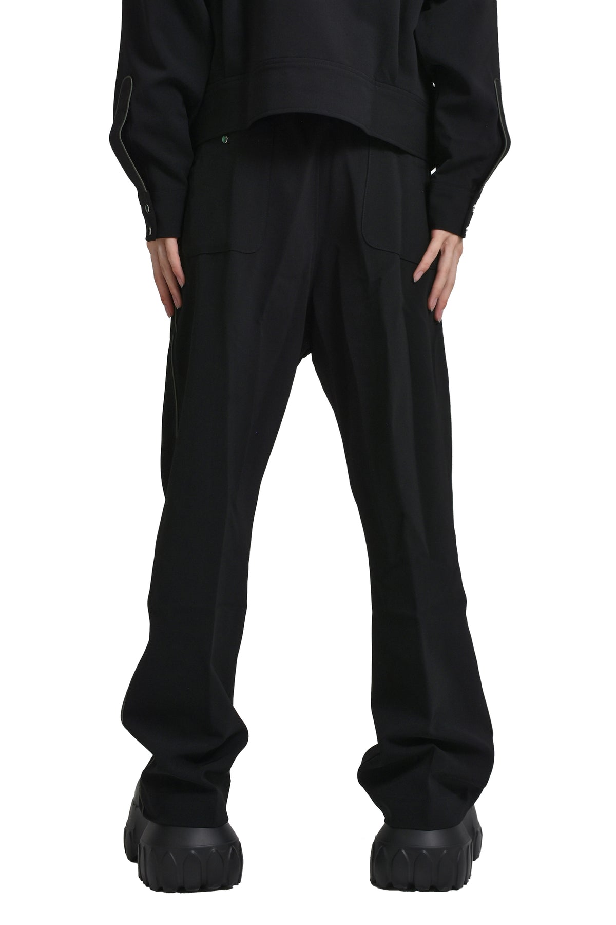 PIPING COWBOY PANT - PE/PU DOUBLE CLOTH / BLK