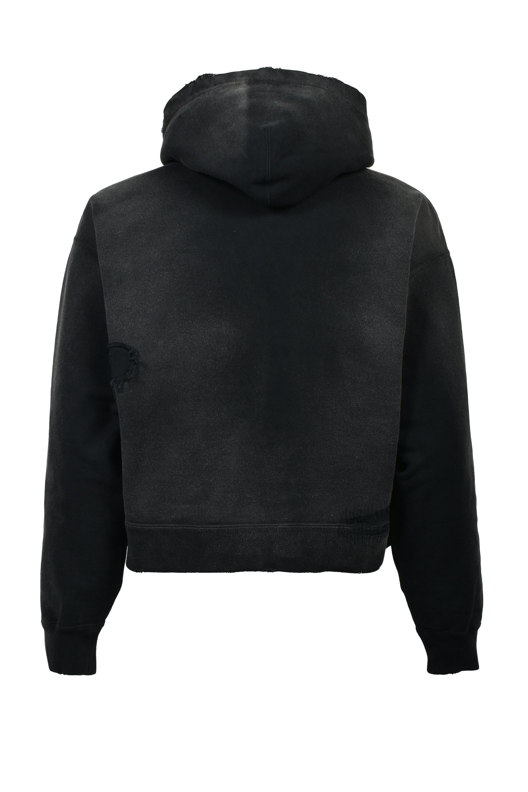 REPAIRED NAME PATCH ZIP SHORT HOODIE / BLK