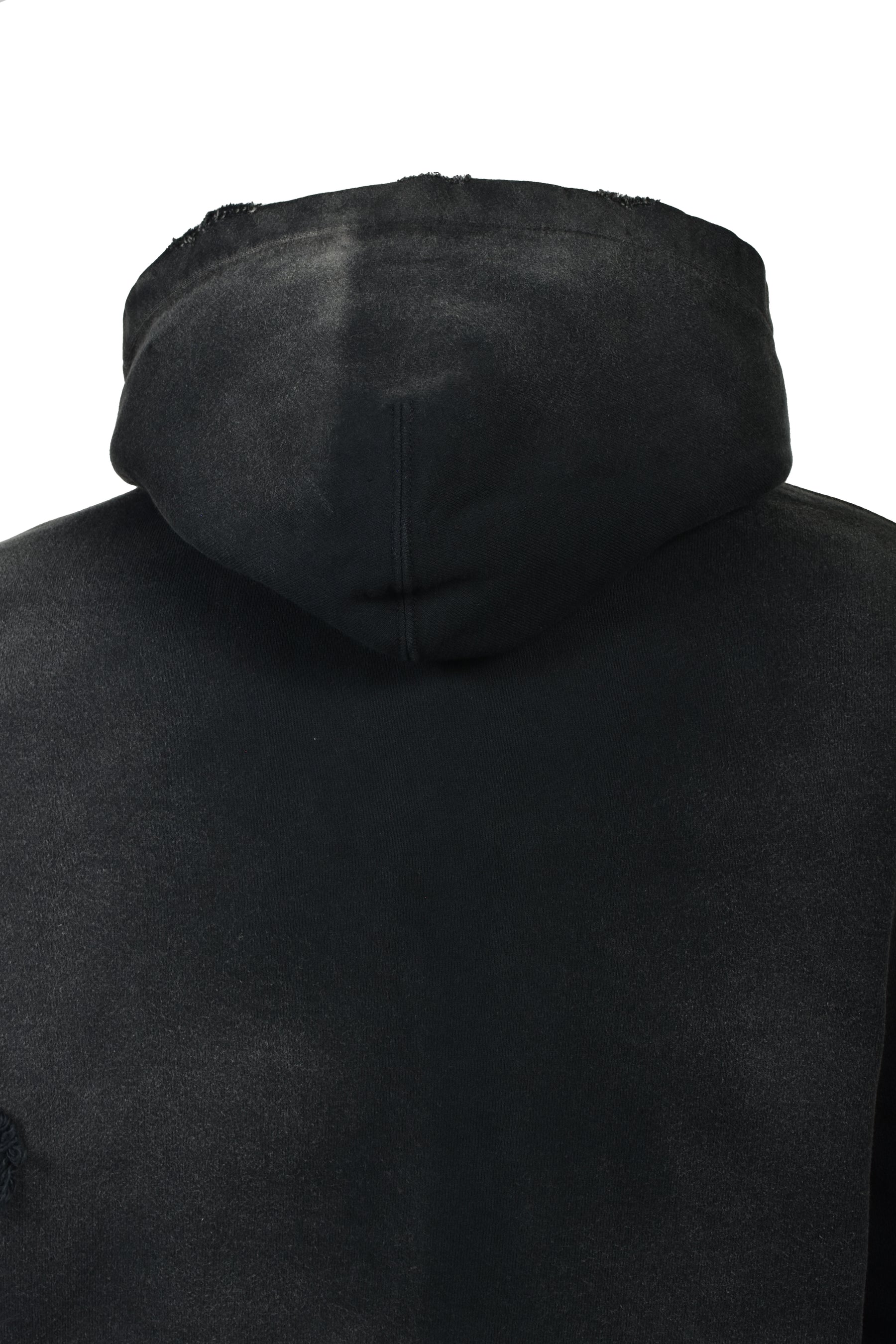 REPAIRED NAME PATCH ZIP SHORT HOODIE / BLK