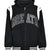 ARCH LOGO HOODED VERSITY JACKET / BLK WHT 