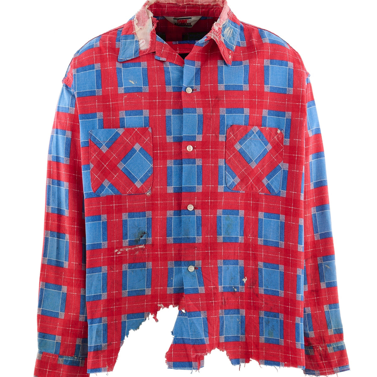 SAINT Mxxxxxx St. Michael SS26 PRINT CHECK SHIRT / BLU/RED - NUBIAN