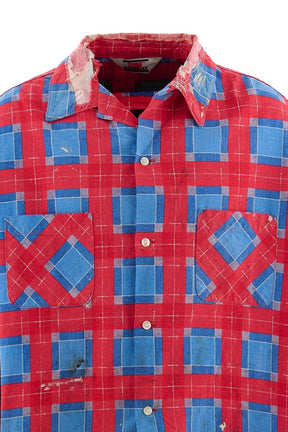 SAINT Mxxxxxx セントマイケル SS26 PRINT CHECK SHIRT / BLU/RED